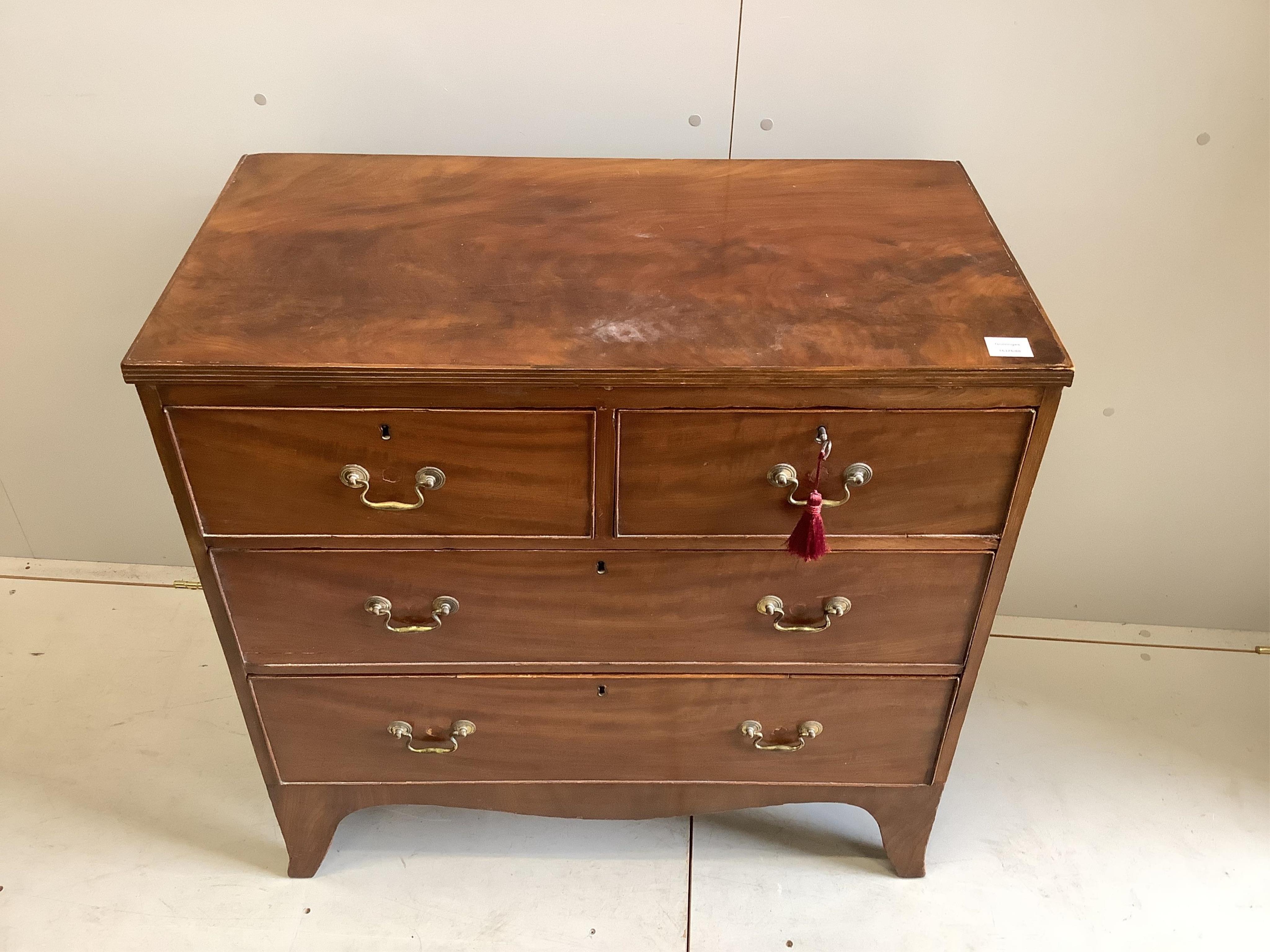 A Regency mahogany chest of two short and two long drawers, width 89cm, depth 45cm, height 89cm. Condition - fair